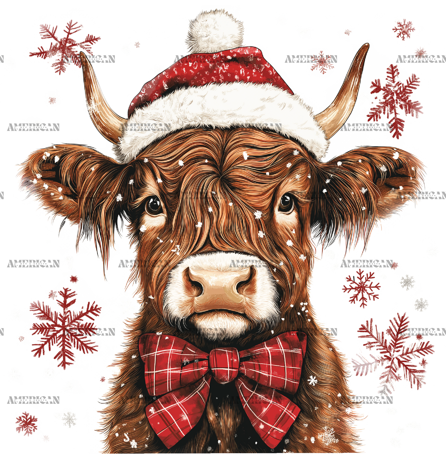 Christmas Highland Cow-4 DTF Transfer
