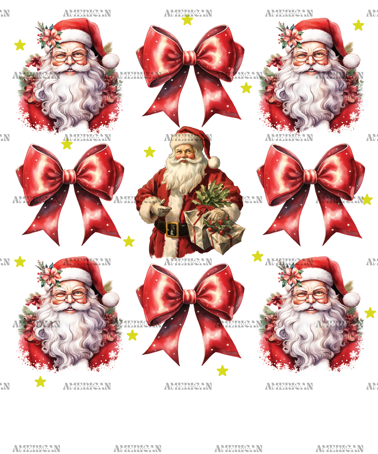 Christmas Santa Bows DTF Transfer