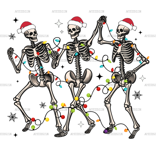 Christmas Skeletons Dancing DTF Transfer