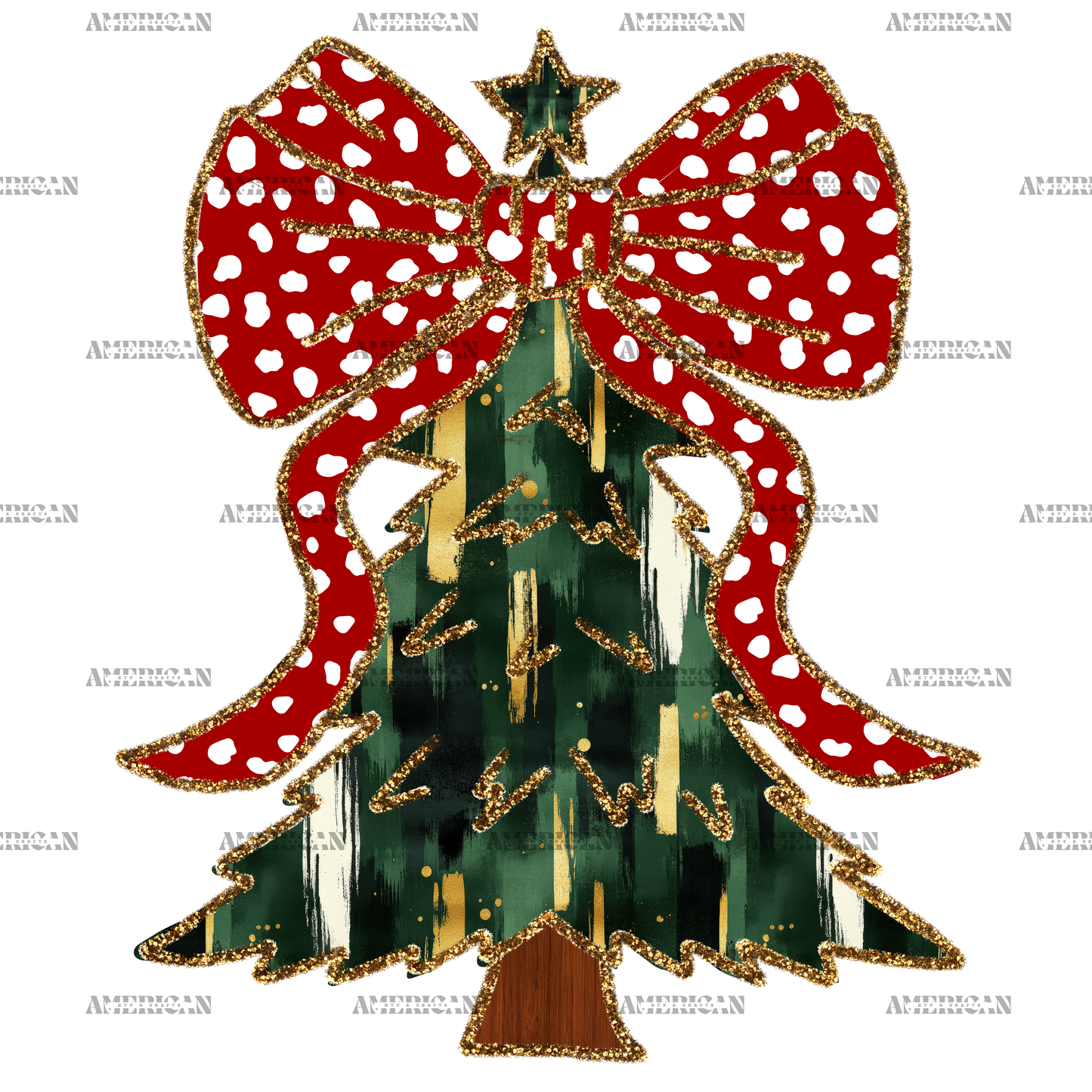 Christmas Tree Bow-1 DTF Transfer