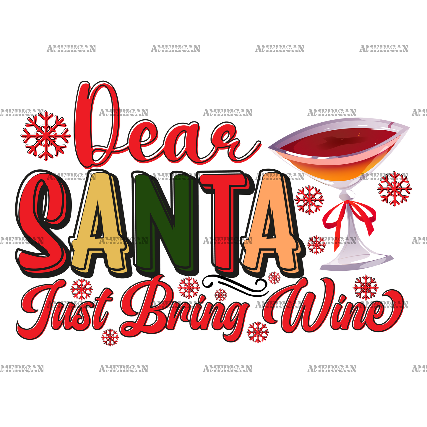 Dear Santa Just Bring Wine DTF Transfer