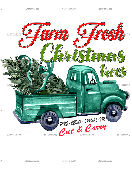 Farm Fresh Christmas Trees Truck DTF Transfer