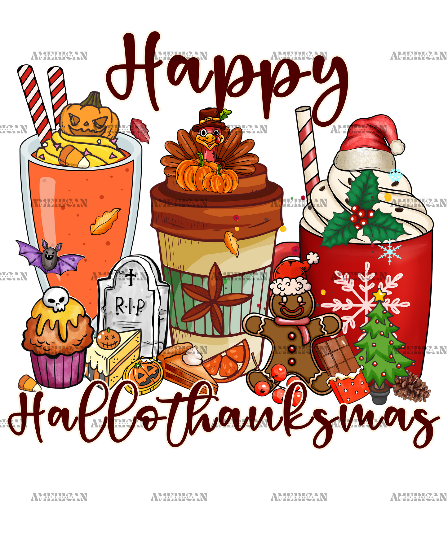 Happy Hallothanksmas-1 DTF Transfer