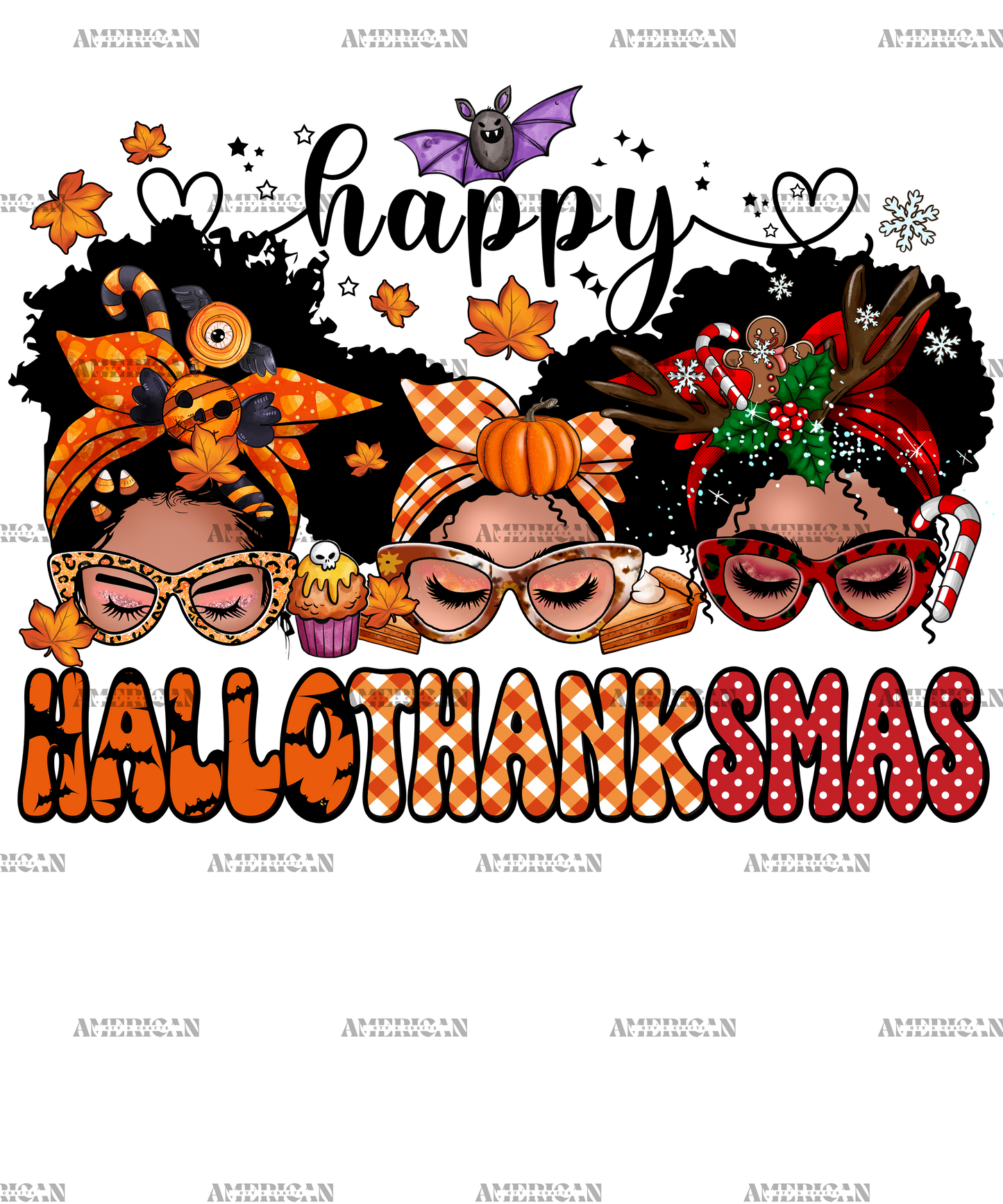 Happy Hallothanksmas-3 DTF Transfer