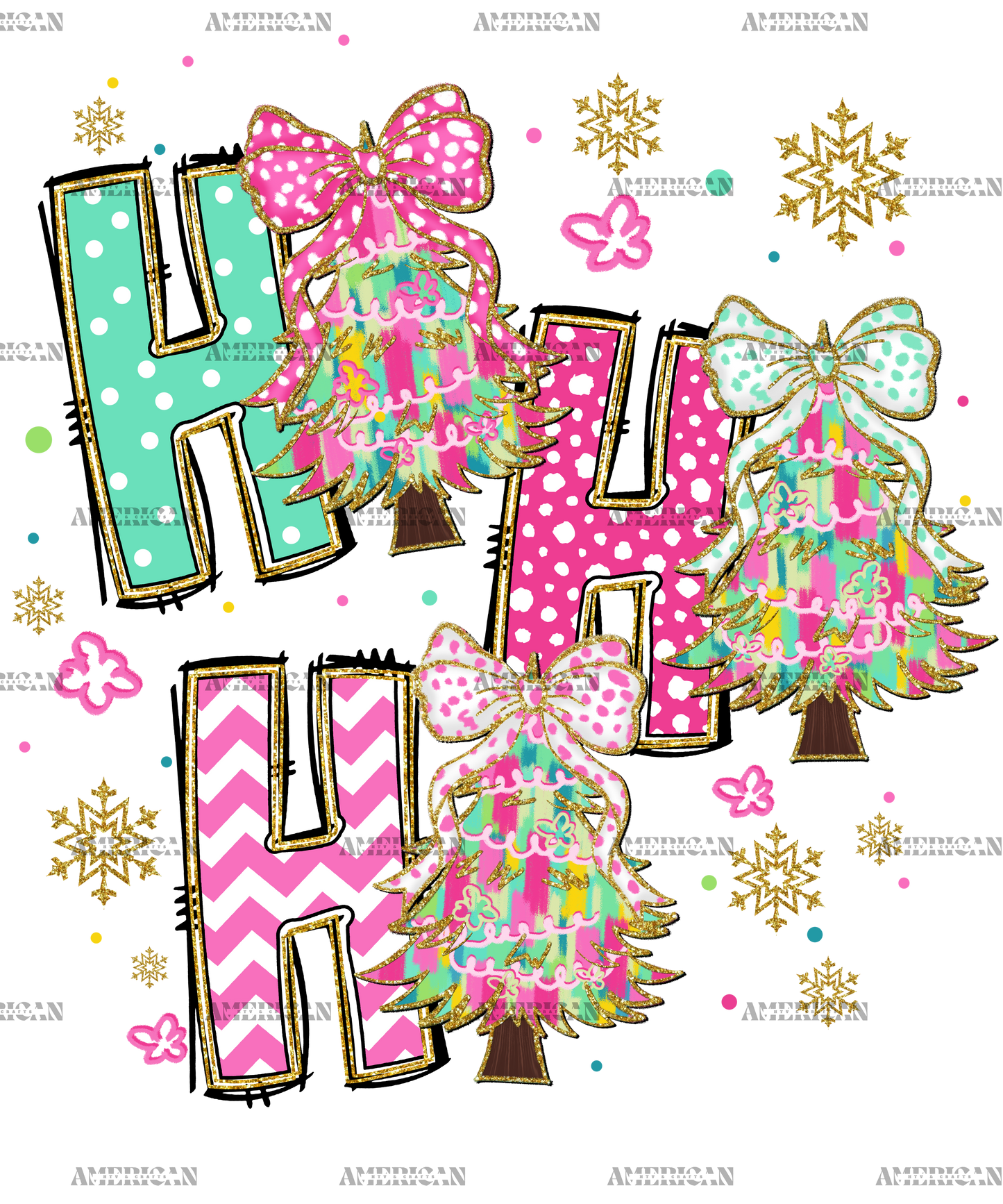 HoHoHo Trees DTF Transfer
