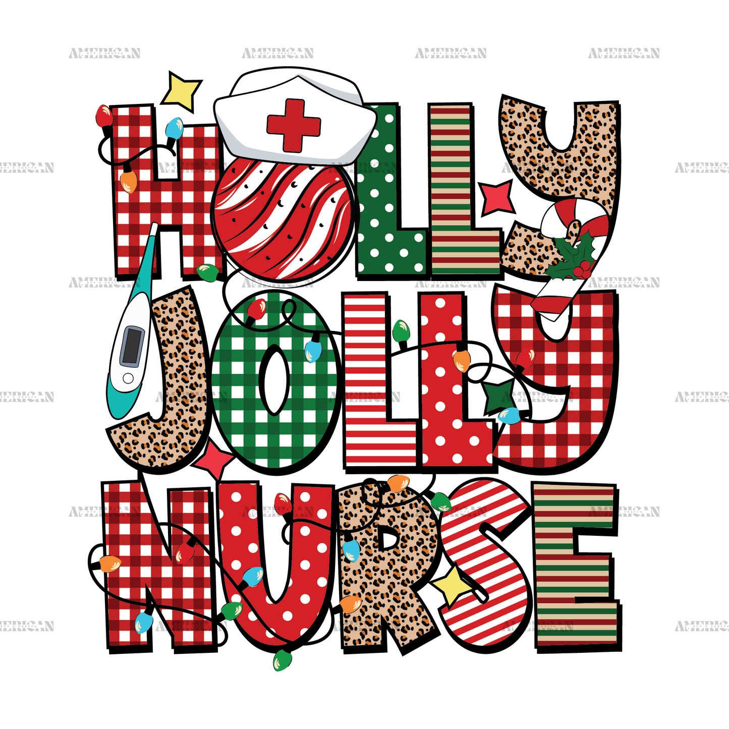 Holly Jolly Nurse DTF Transfer