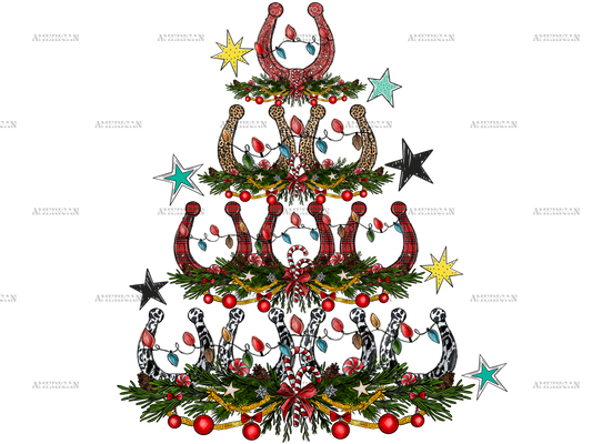 Horseshoe Christmas Tree DTF Transfer