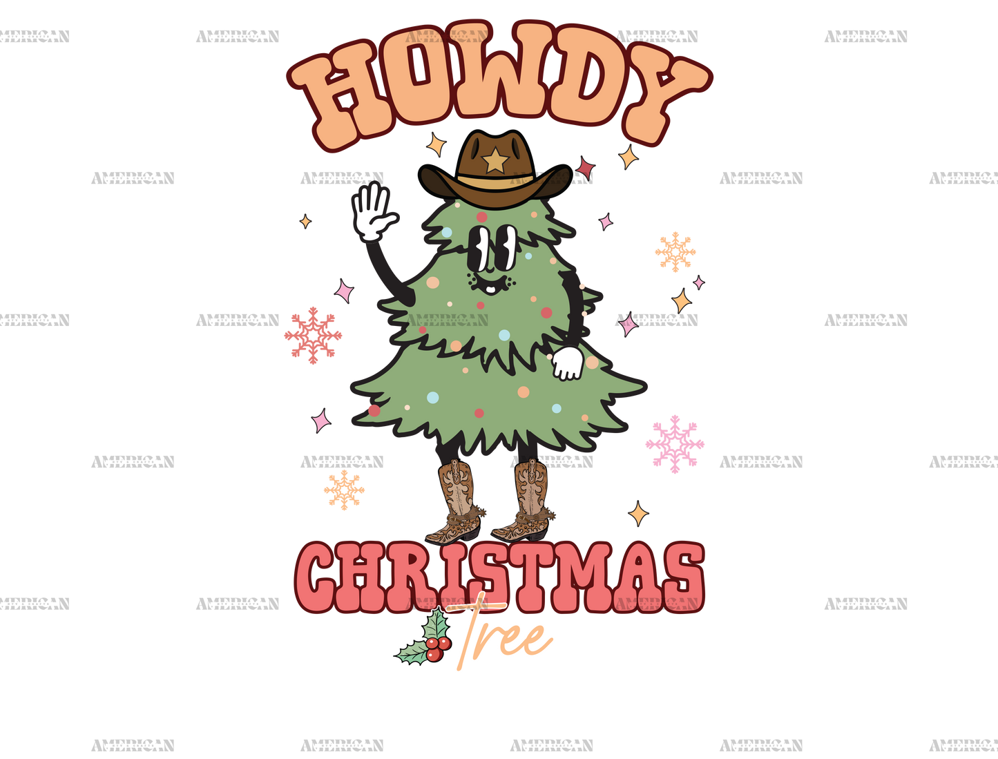 Howdy Christmas Tree Man DTF Transfer