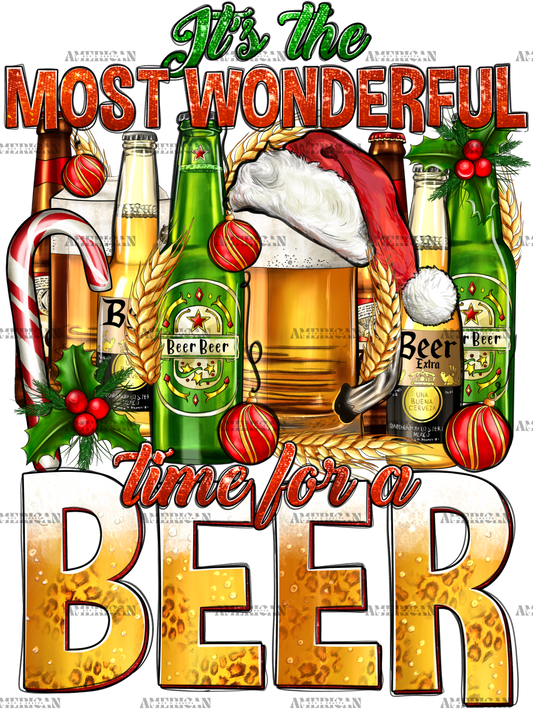 Its The Most Wonderful Time For A Beer Christmas DTF Transfer