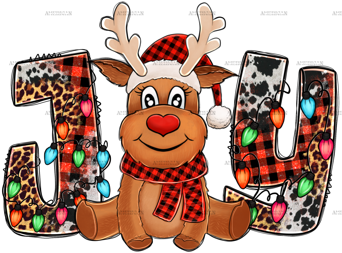Joy Christmas Reindeer DTF Transfer