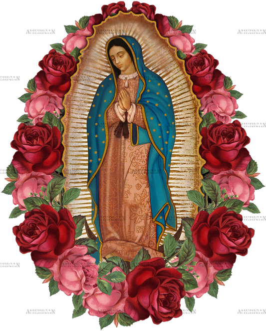 Lady Of Guadalupe Rose Frame Dtf Transfer
