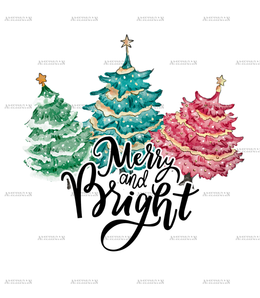 Merry And Bright Trees-1 DTF Transfer