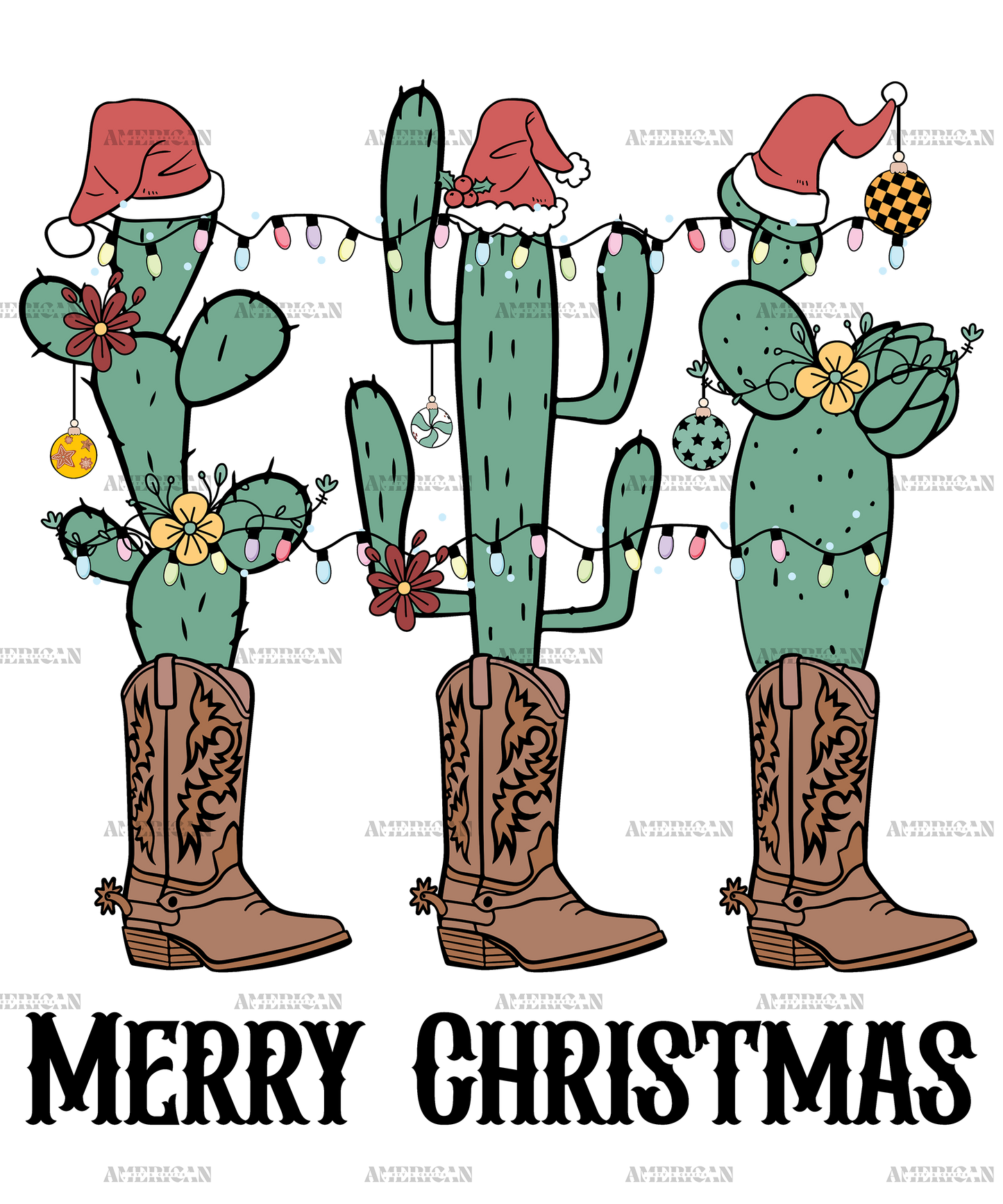 Merry Christmas Cactus Shoe DTF Transfer
