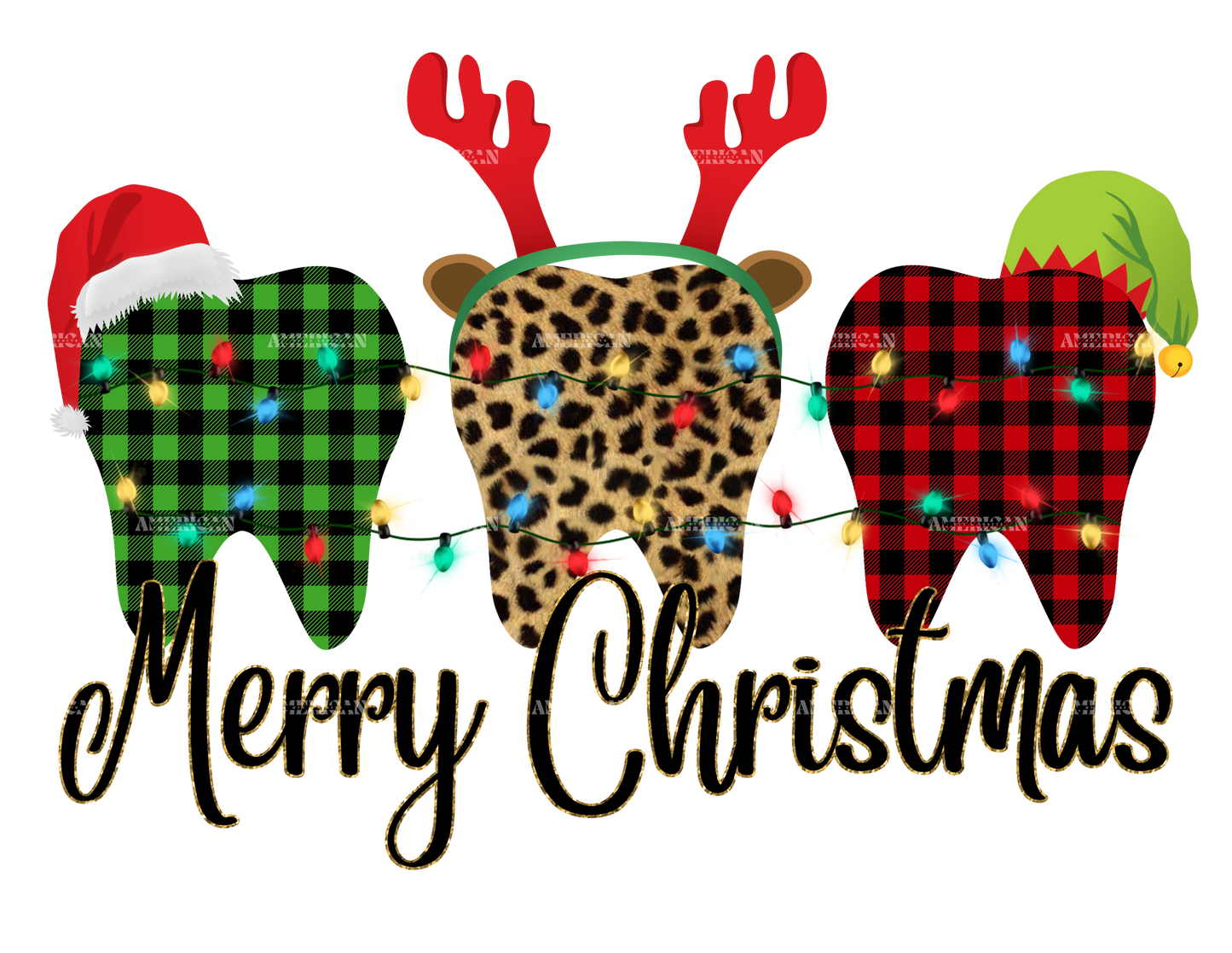 Merry Christmas Dental DTF Transfer