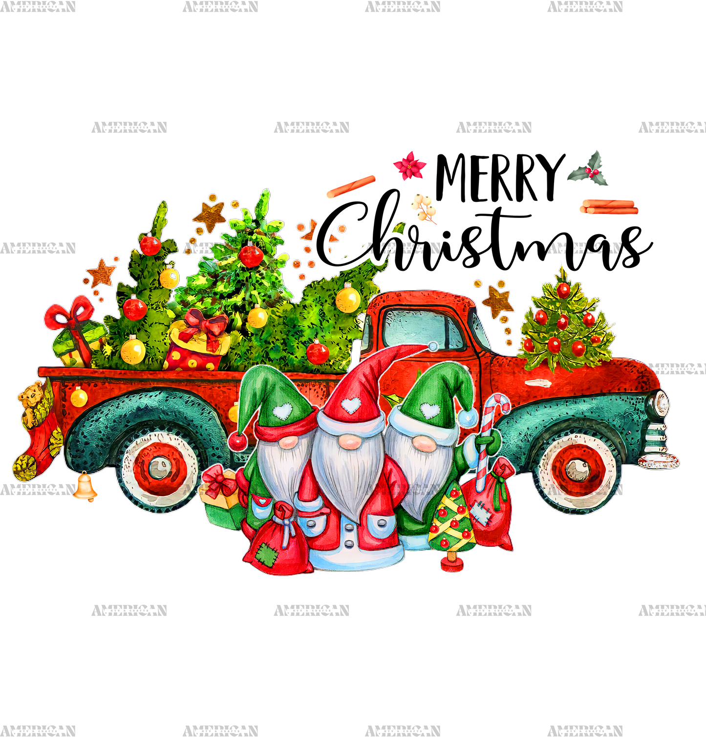 Merry Christmas Gnomies Truck-2 DTF Transfer