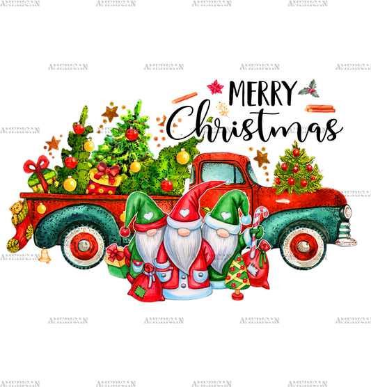 Merry Christmas Gnomies Truck-2 DTF Transfer