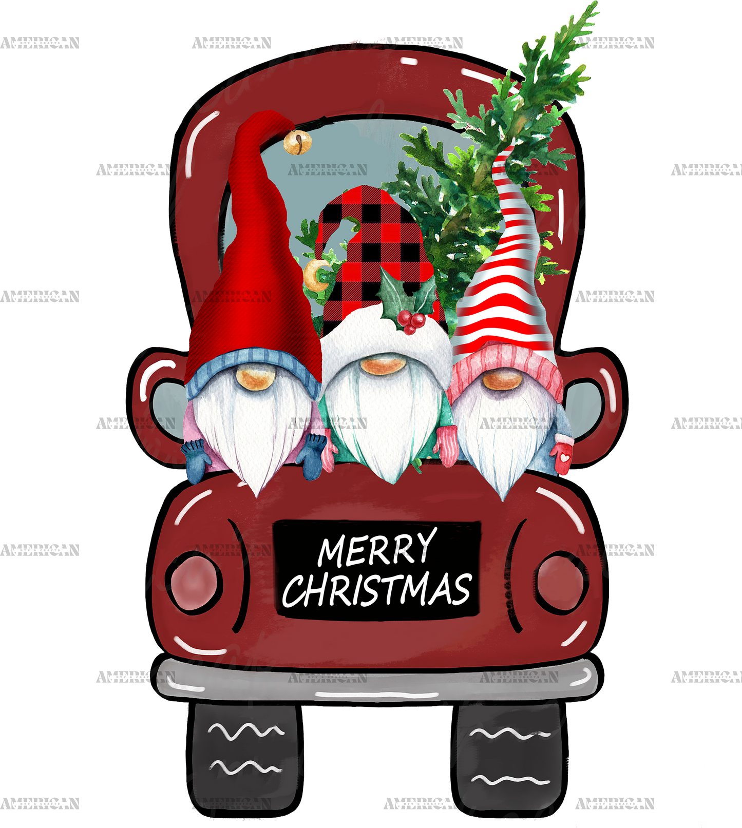 Merry Christmas Gnomies Truck DTF Transfer