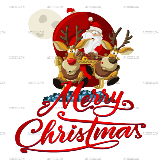 Merry Christmas Santa Sleigh DTF Transfer