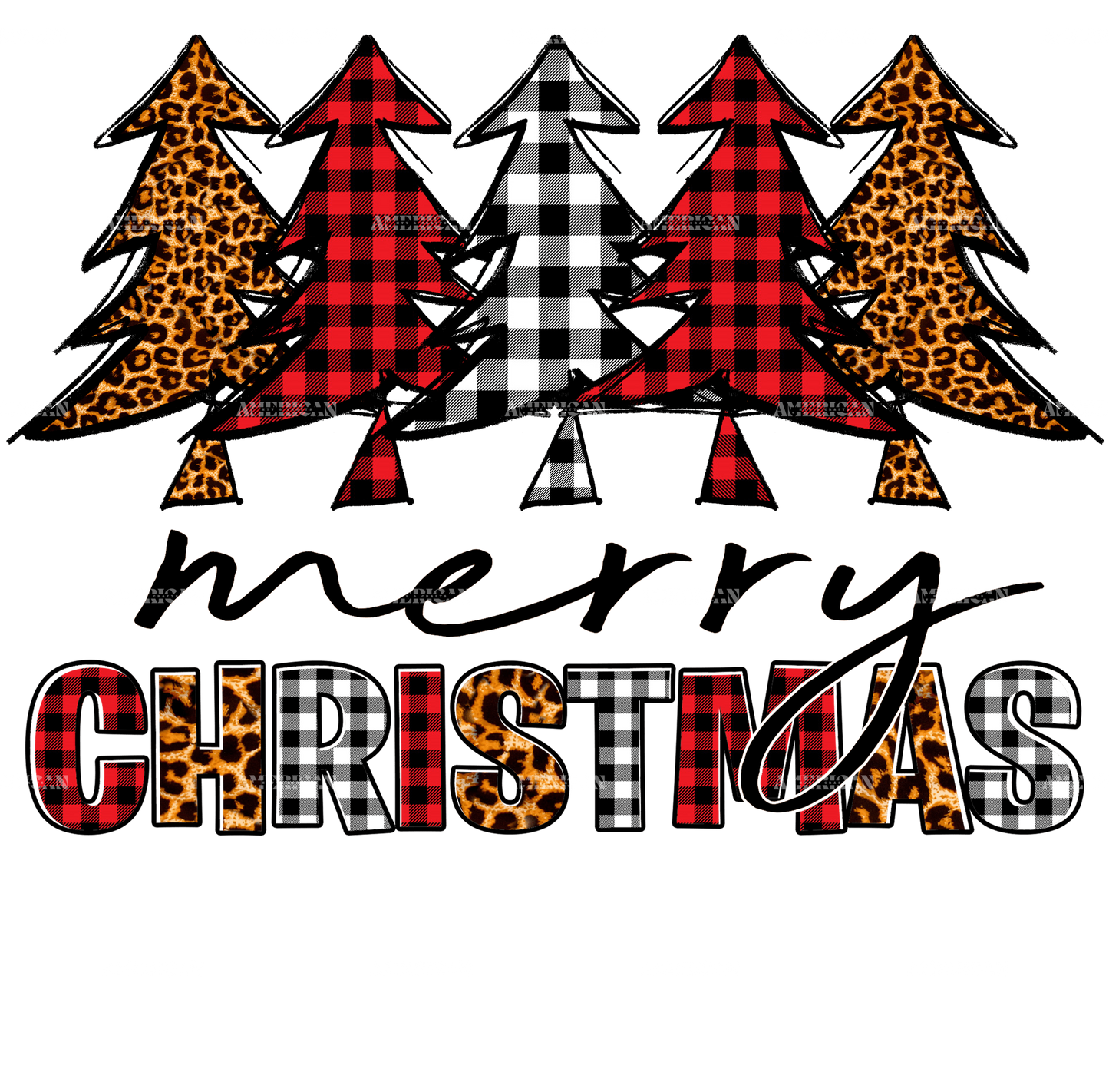 Merry Christmas Tree DTF Transfer