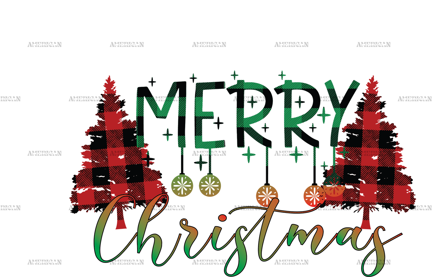 Merry Christmas Trees-4 DTF Transfer