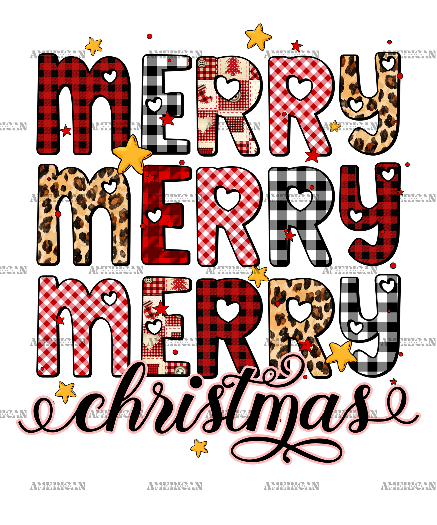 Merry Merry Merry Christmas-4 DTF Transfer