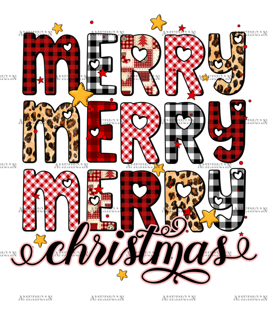 Merry Merry Merry Christmas-4 DTF Transfer