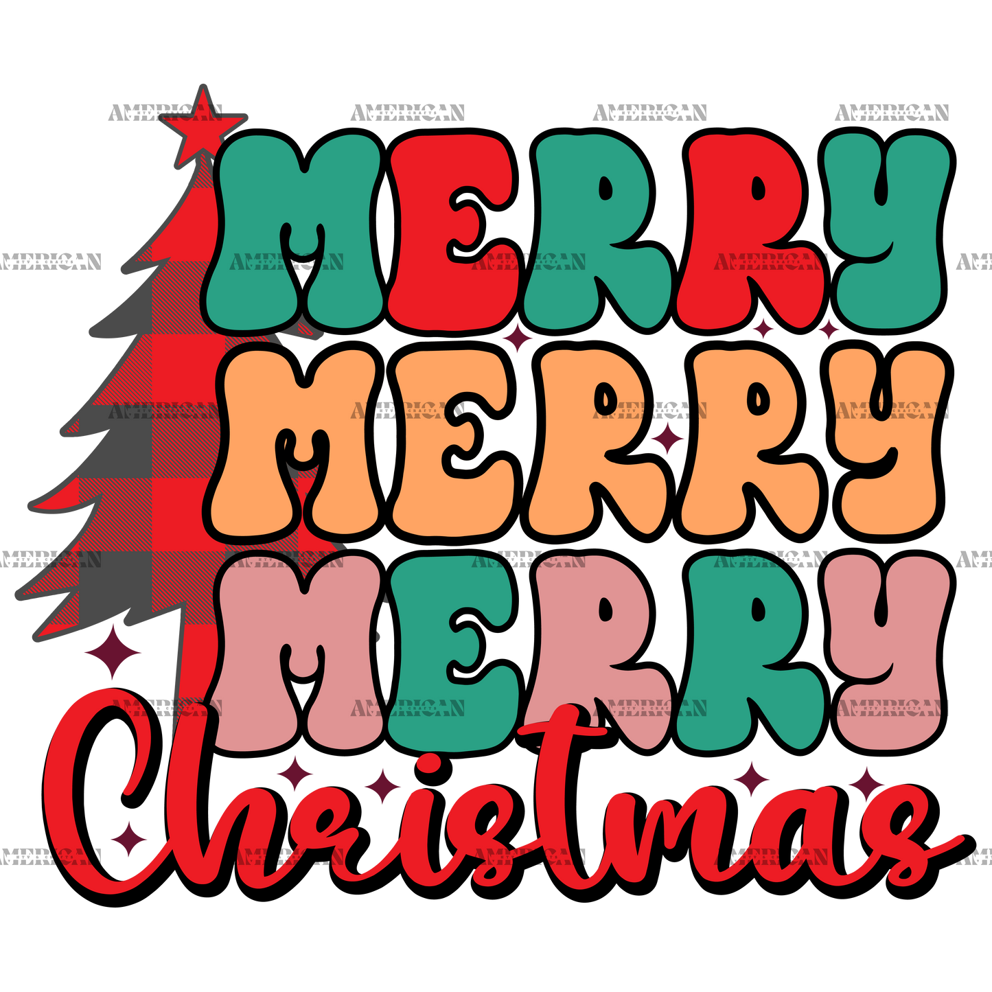 Merry Merry Merry Christmas-5 DTF Transfer