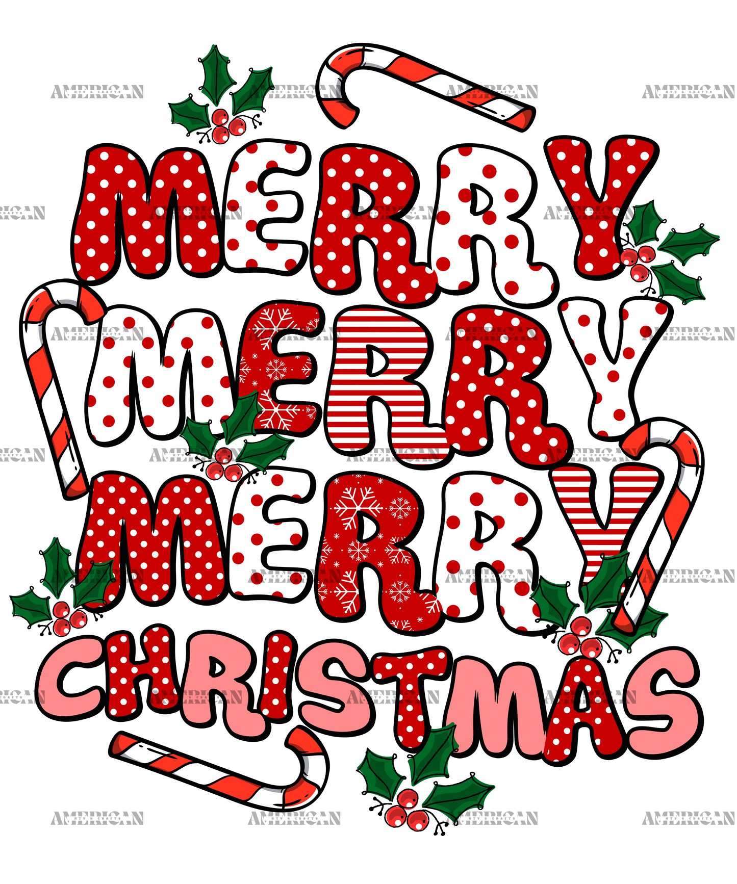 Merry Merry Merry Christmas-8 DTF Transfer