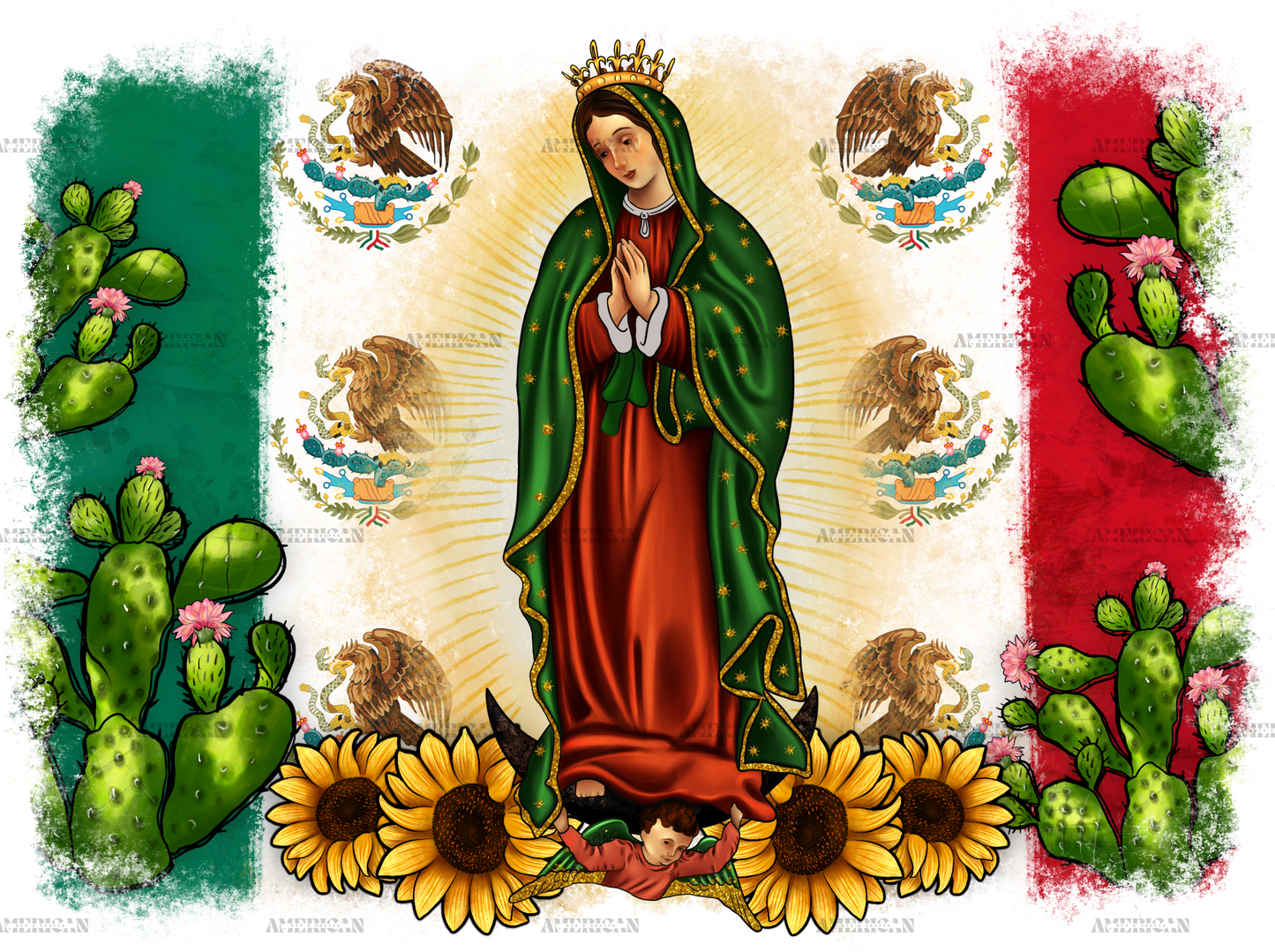 Mexican Flag Our Lady Of Guadalupe Dtf Transfer