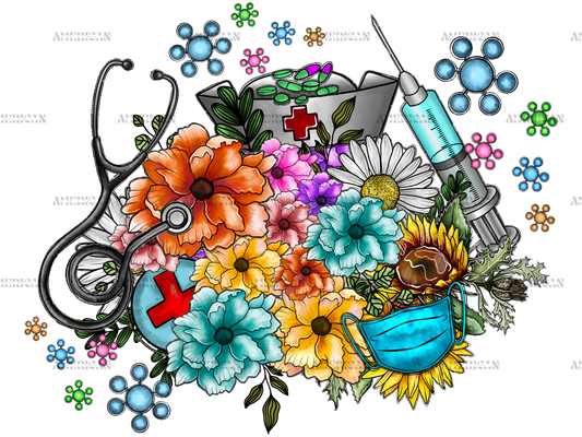 Nurse Flowers And Items DTF Transfer