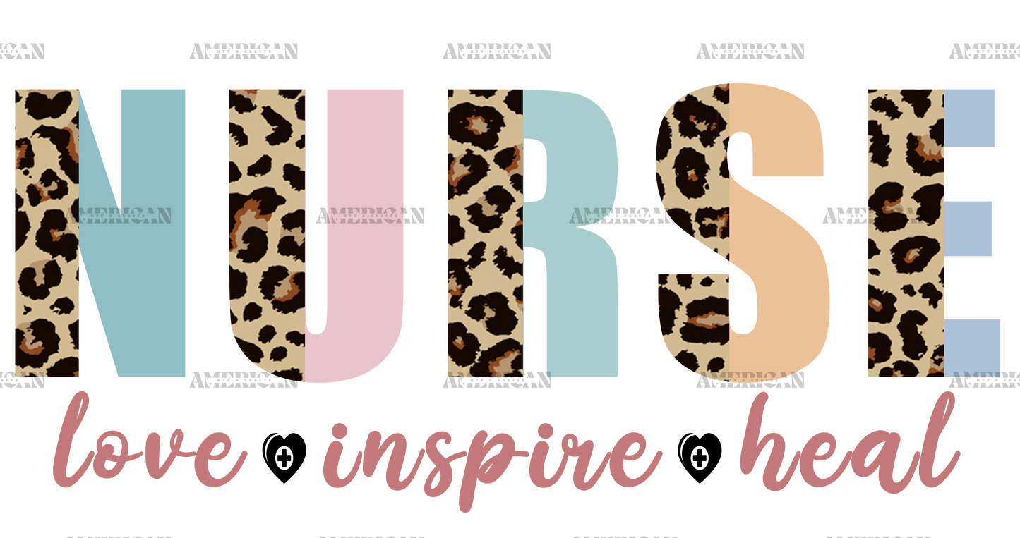 Nurse Love Inspire Heal Leopard-2 DTF Transfer