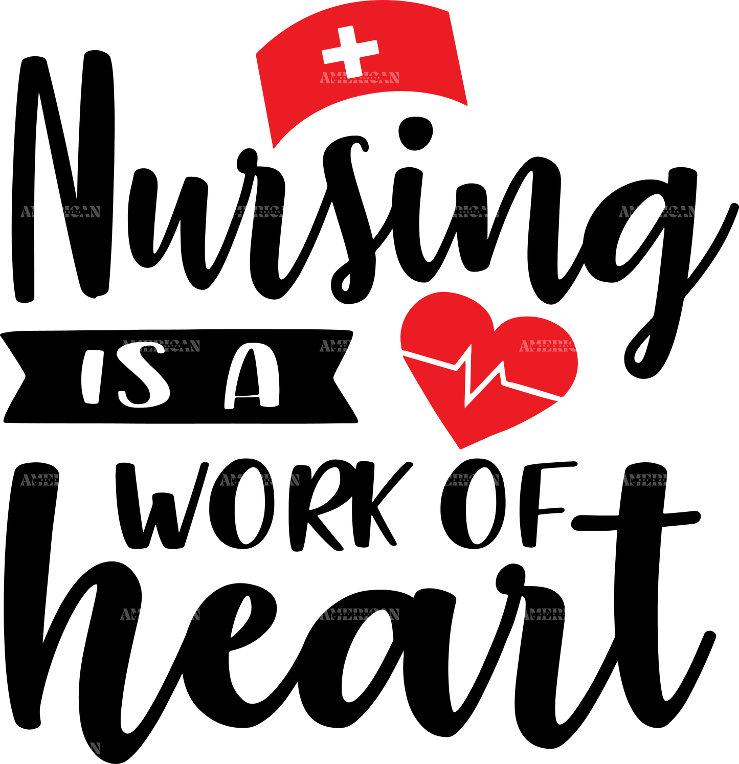 Nursing Is A Work of Heart-2 DTF Transfer