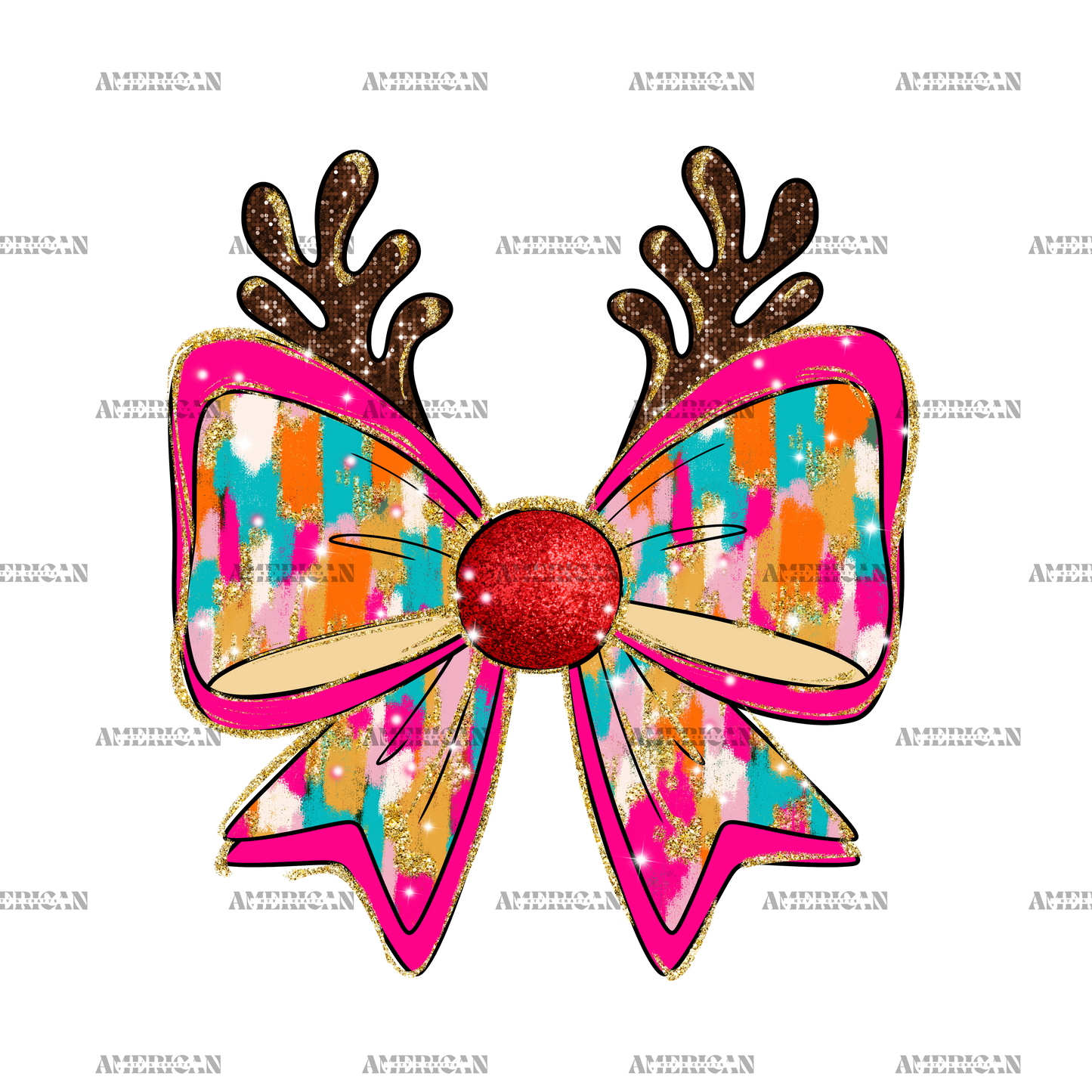 Reindeer Bow-3 DTF Transfer
