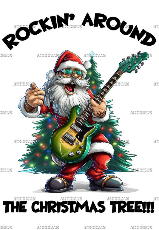 Rocking Around The Christmas Tree Santa DTF Transfer
