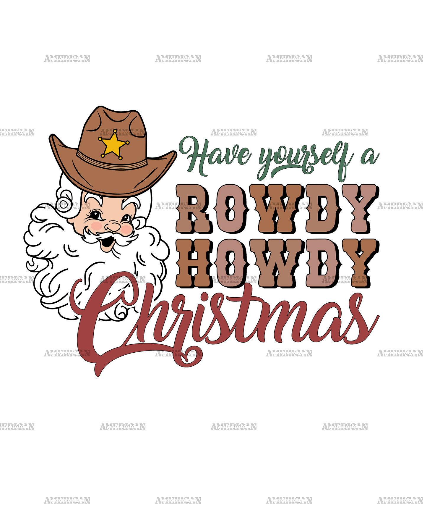 Rowdy Howdy Christmas Santa DTF Transfer