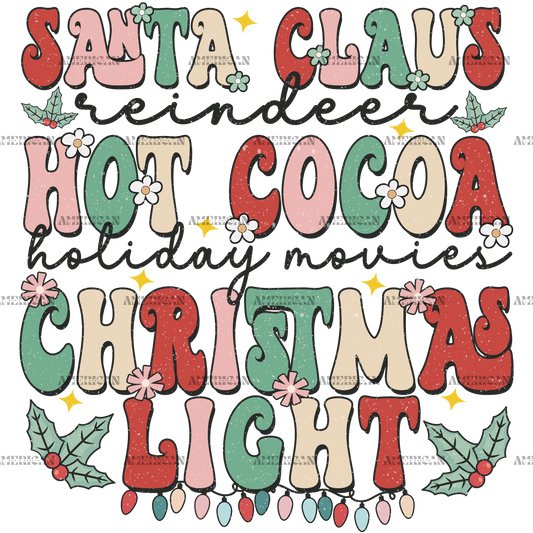 Santa Claus Hot Cocoa Christmas Lights-1 DTF Transfer