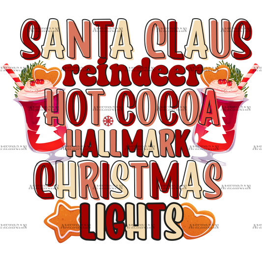 Santa Claus Hot Cocoa Christmas Lights-2 DTF Transfer