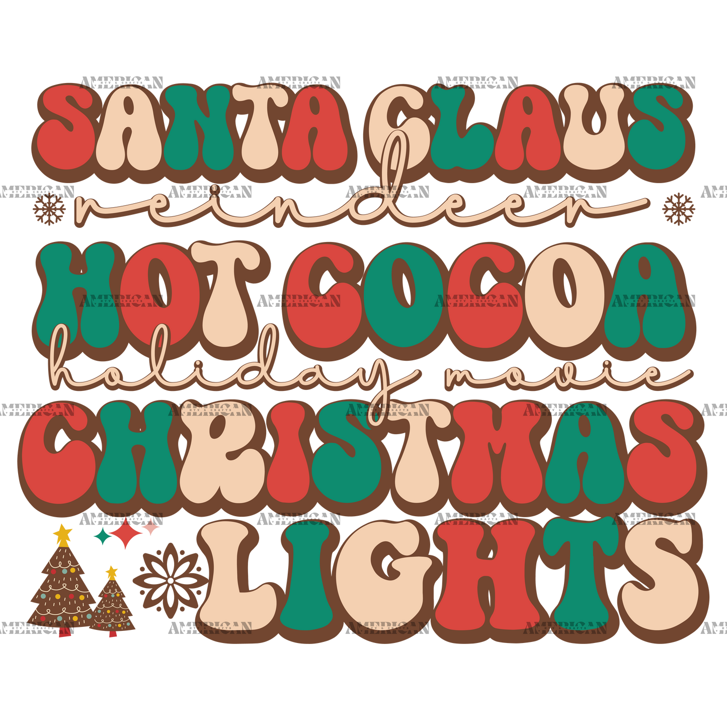 Santa Claus Hot Cocoa Christmas Lights-3 DTF Transfer