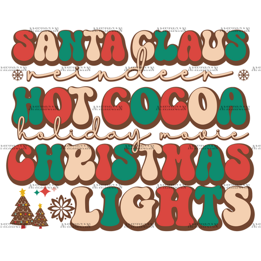 Santa Claus Hot Cocoa Christmas Lights-3 DTF Transfer