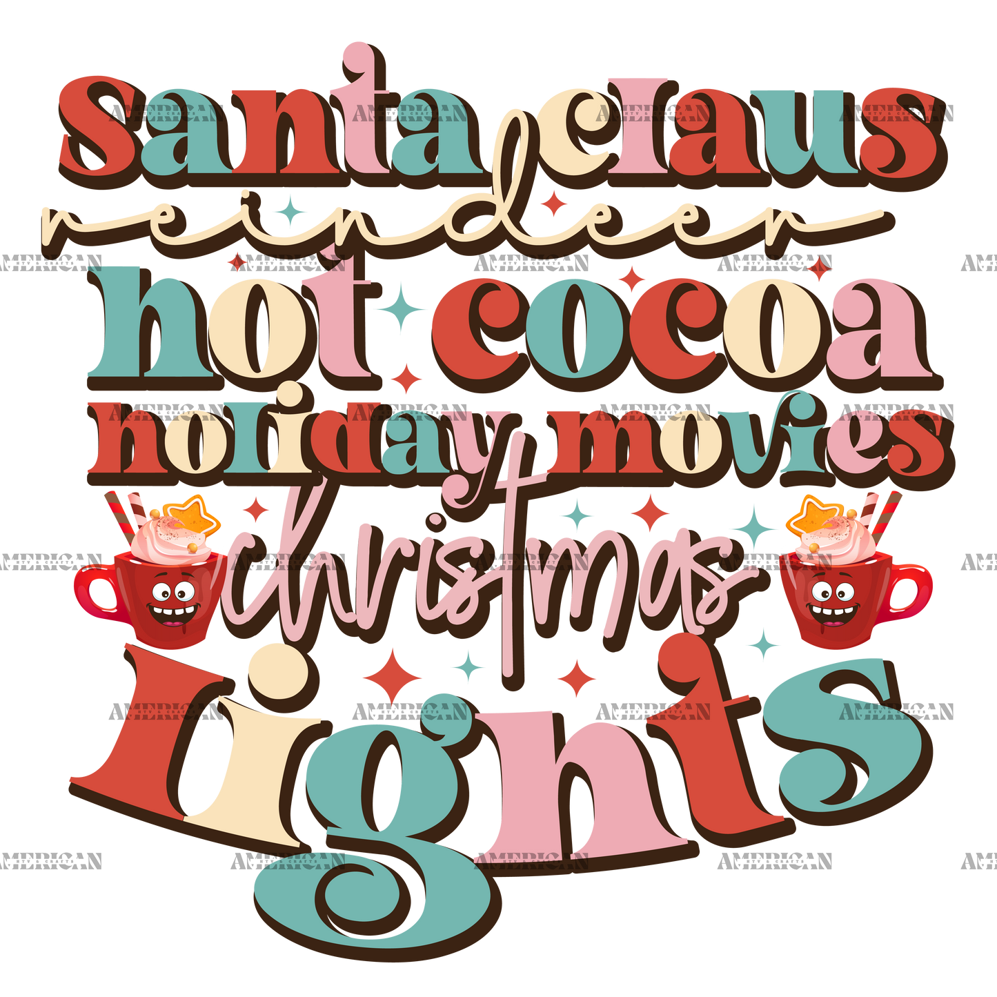 Santa Claus Hot Cocoa Christmas Lights-4 DTF Transfer