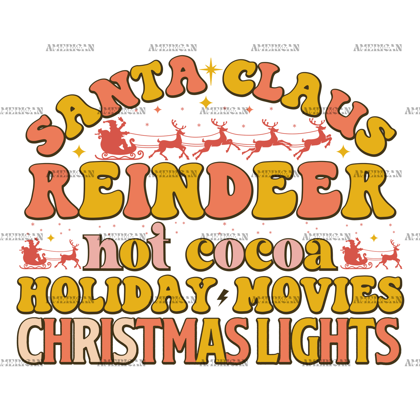 Santa Claus Hot Cocoa Christmas Lights-5 DTF Transfer