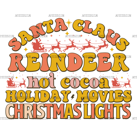Santa Claus Hot Cocoa Christmas Lights-5 DTF Transfer