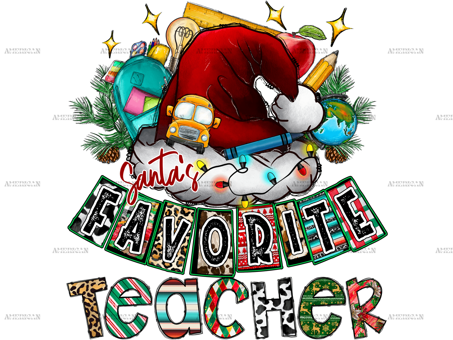 Santas Favorite Teacher-2 DTF Transfer