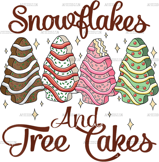 Snowflakes And Tree Cakes DTF Transfer