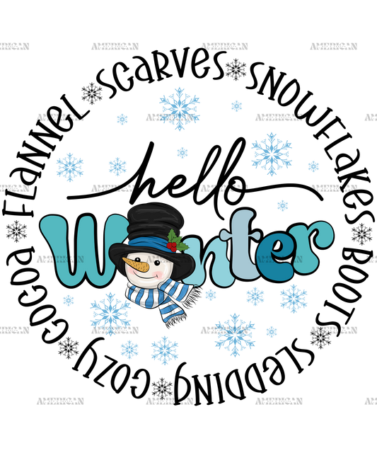 Snowman Hello Winter DTF Transfer