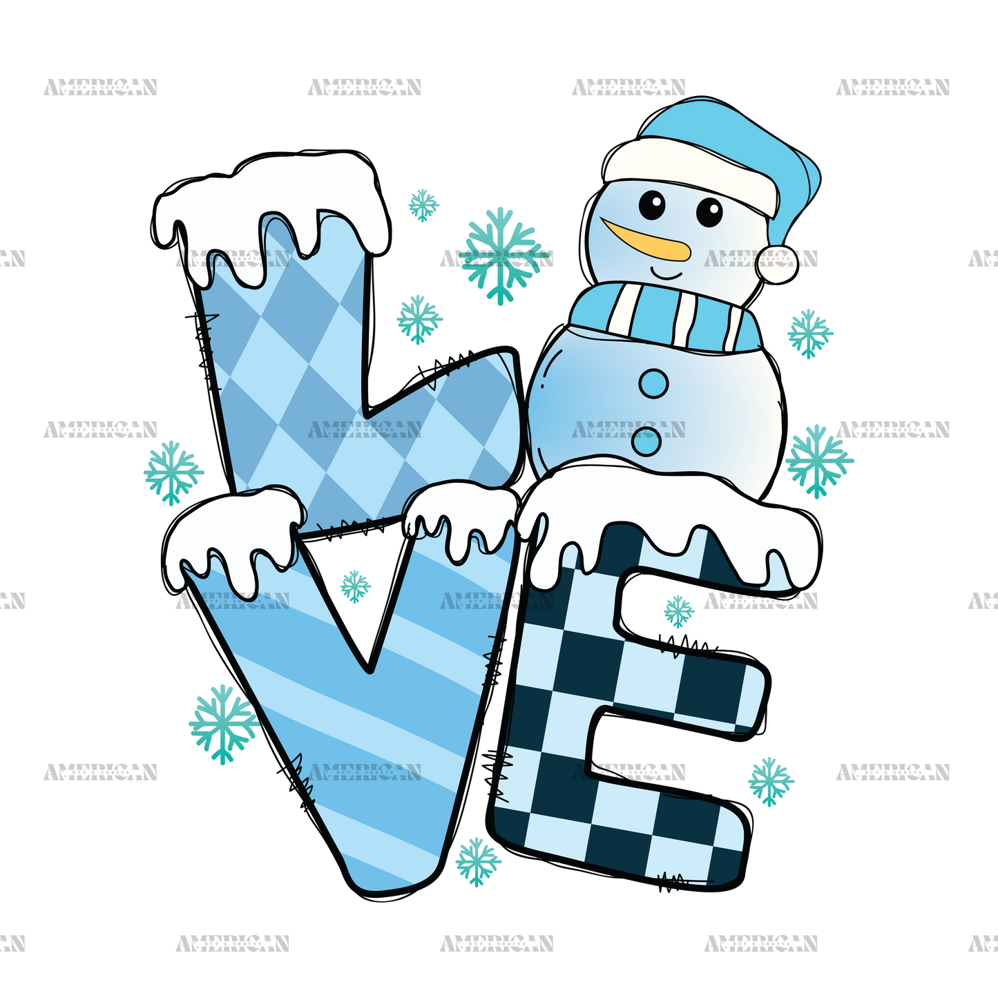 Snowman Love-2 DTF Transfer