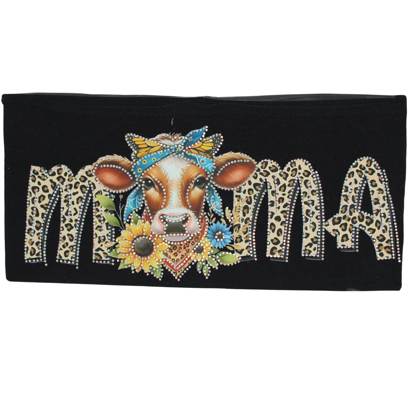 Bandana Cow Mama Sunflower Rhinestone DTF Transfer