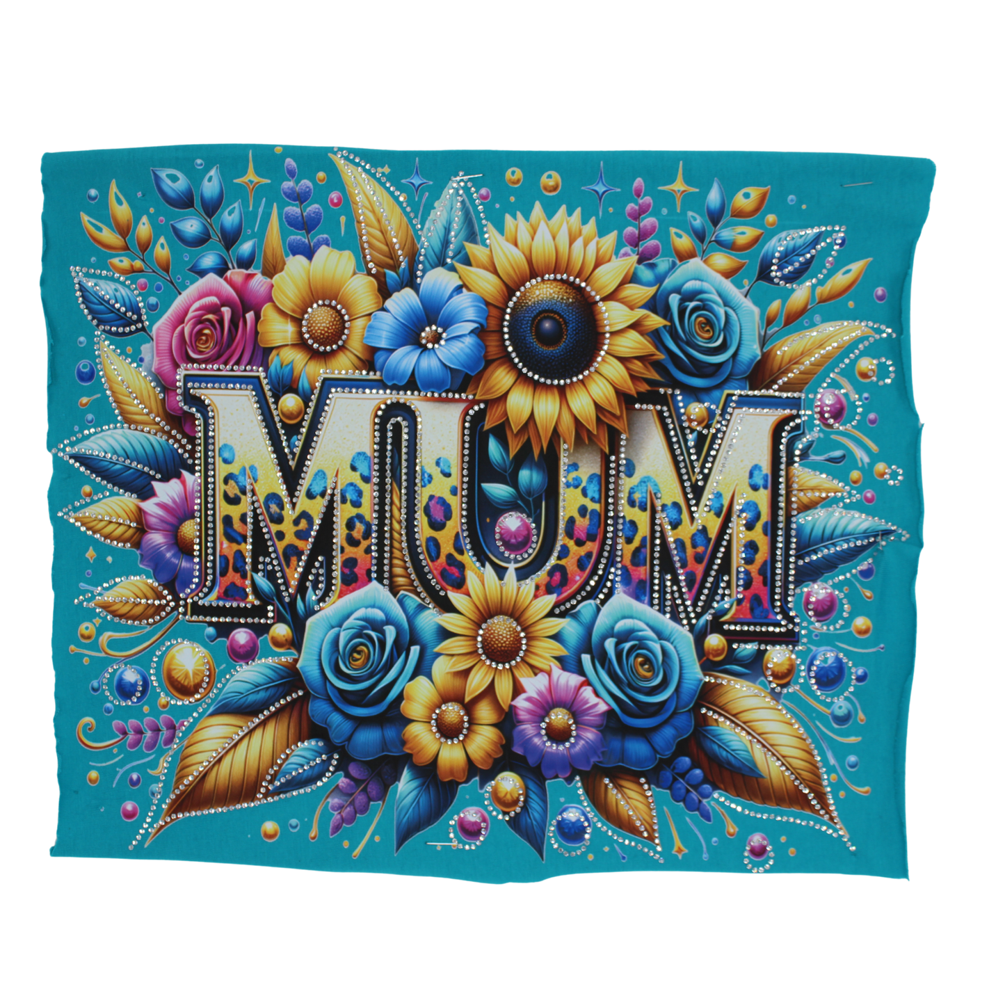 Leopard Floral MUM Rhinestone DTF Transfer