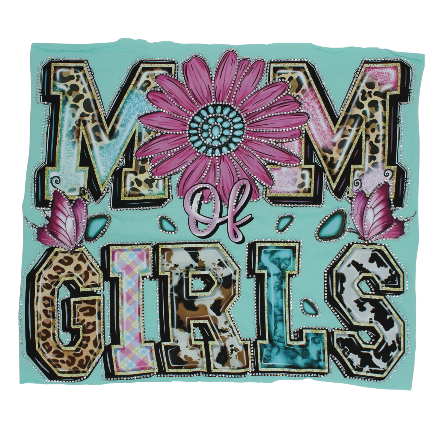 MOM of Girls Rhinestone DTF Transfer