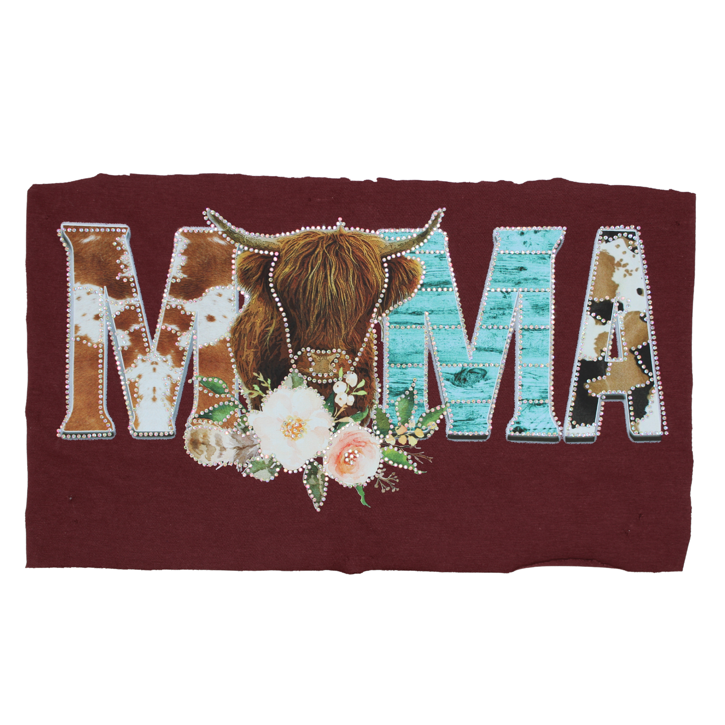 Highland Cow Western Mama Rhinestone DTF Transfer